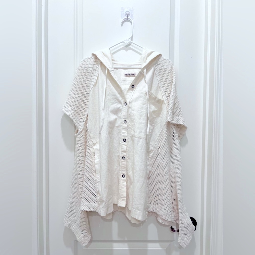 FREE PEOPLE Mesh Button Down Hoodie
